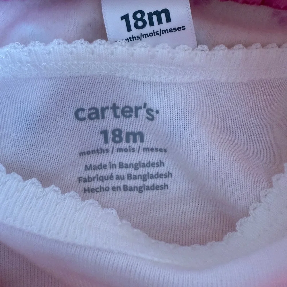SALE Carter's Baby Girls 18m Pink Geometric Fleece Hooded Vest Bodysuit 2 Piece‎